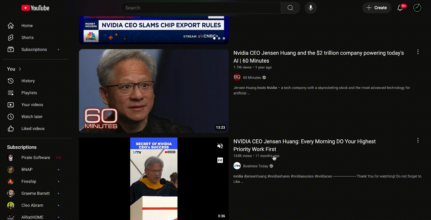 Opening a YouTube video